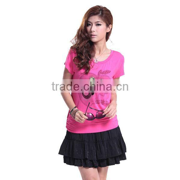 Women Short Sleeve Blouses Wide Neck T Shirts Round Neck Women T Shirt In Assorted Colours