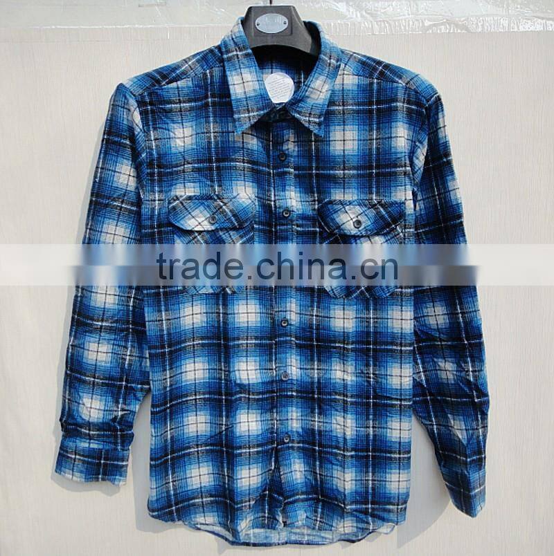 Classic good quality plaid pattern long sleeve two pocket fashion boy's shirt