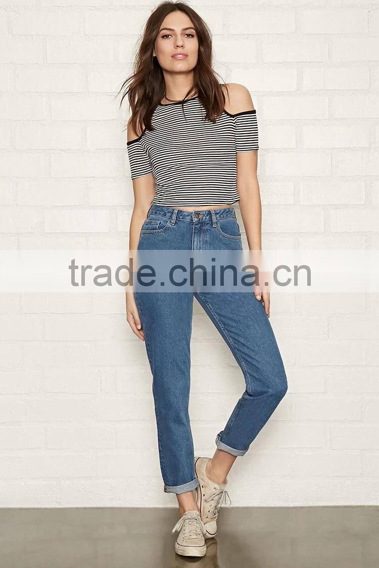 2017 Guangzhou Shandao Clothing Manufacturer Wholesale Autumn Female Latest Design Jeans Pants