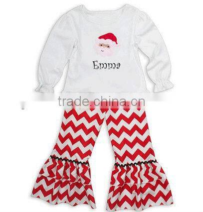 Fashion kids adorable christmas cotton 2pcs winter tops and pants clothing set children costumes