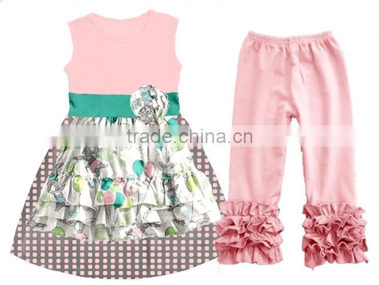 Girls Boutique Outfit Spring Baby girl Clothing Bunny Floral Apron Dress Ruffle Outfit kids clothes Spring boutique chothes