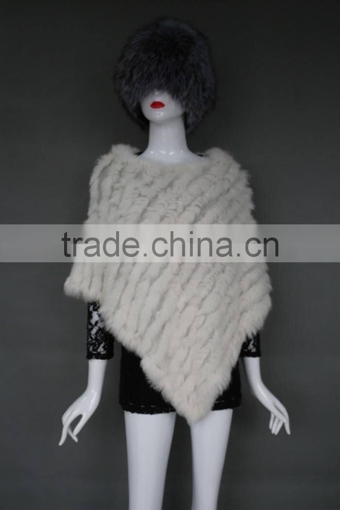 Factory Direct Sale Triangle Rabbit Fur Knitting Shawl Lady Favourite