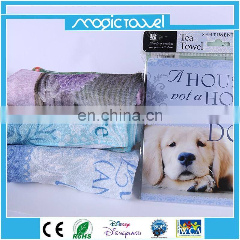 Heat transfer Printed microfiber tea towel polyester tea towel with personalized printing for kitchen cleaning