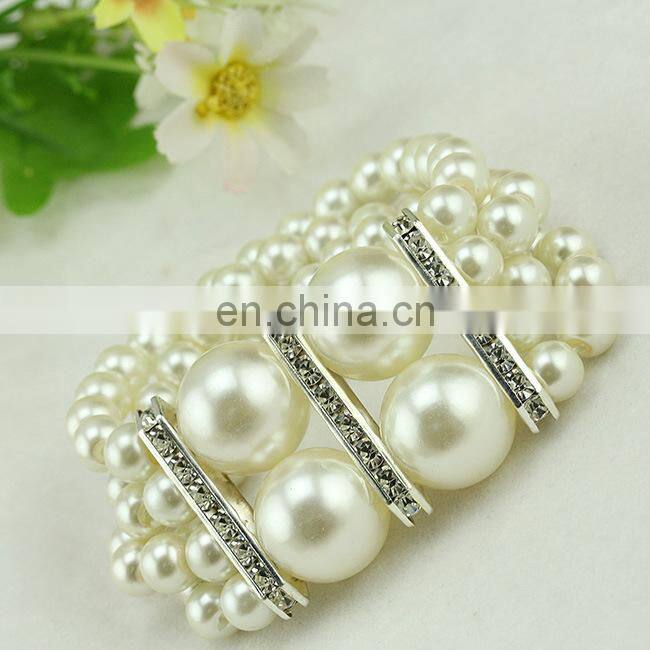 New Design 4 Rows Wedding Jewelry Bracelet Diamond Imitation Pearl Bridal Bracelet