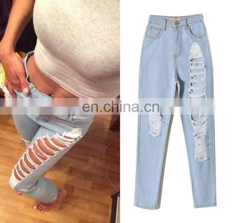 A Forever Fairness Loose Straight Holes Pants Nine New Fashion Jeans Pants,Latest Design Jeans Pants