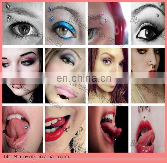 G23 Solid Titanium Curved Barbell eyebrow ring piercing body jewelry with Spikes