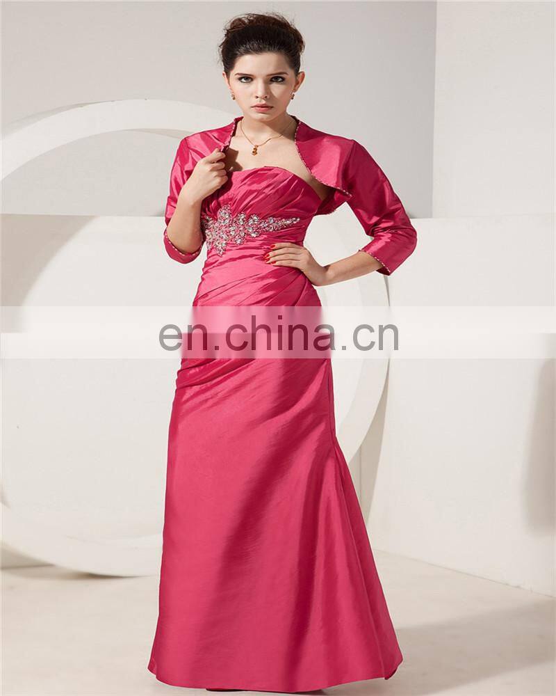 2018 Elegant Sweetheart Floor Length Evening Dress Beaded Ruched Lace-up Mother Of The Bride Dress With Jacket
