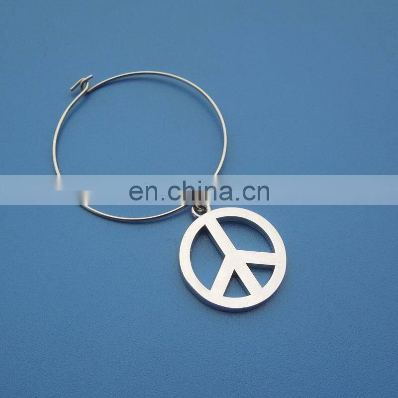 Golden round shape customized laser logo wine charms for wine glass wine bottles