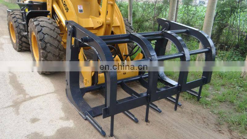 2Ton wheel loader with log fork,V-snow blade,4 in 1 bucket