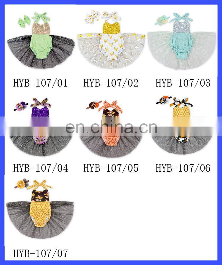 New Fashion Halloween Baby Tulle Romper Girls Summer Backless Romper Clothes Wholesale Baby Dress With Hair Band