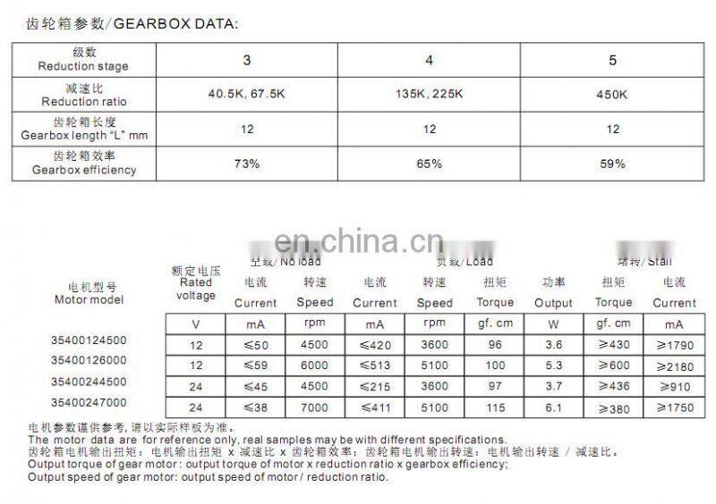 38L3540 12v DC Mini Gear Motor with Long Shaft Dia 6mm, 12v Generator Motor with Metal
