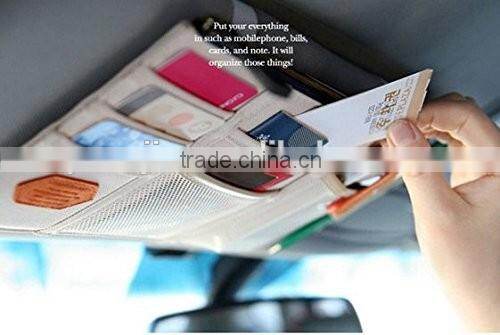 New Multi-purpose Auto Car Sun Visor Organizer Pouch Bag Card Storage Holder Beige