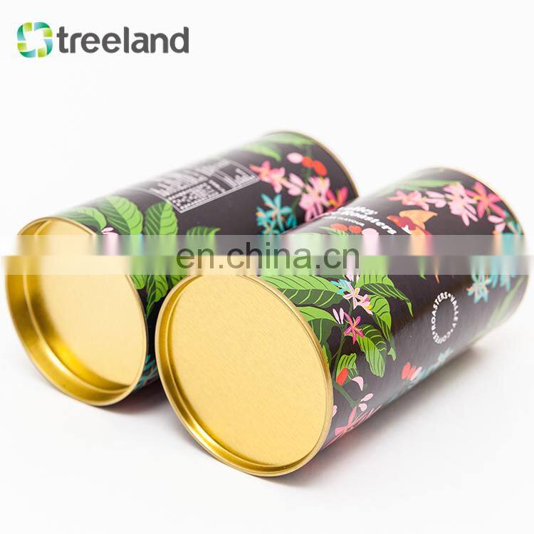 Customized cylinder printed round kraft paper tea can bag packaging tubes box