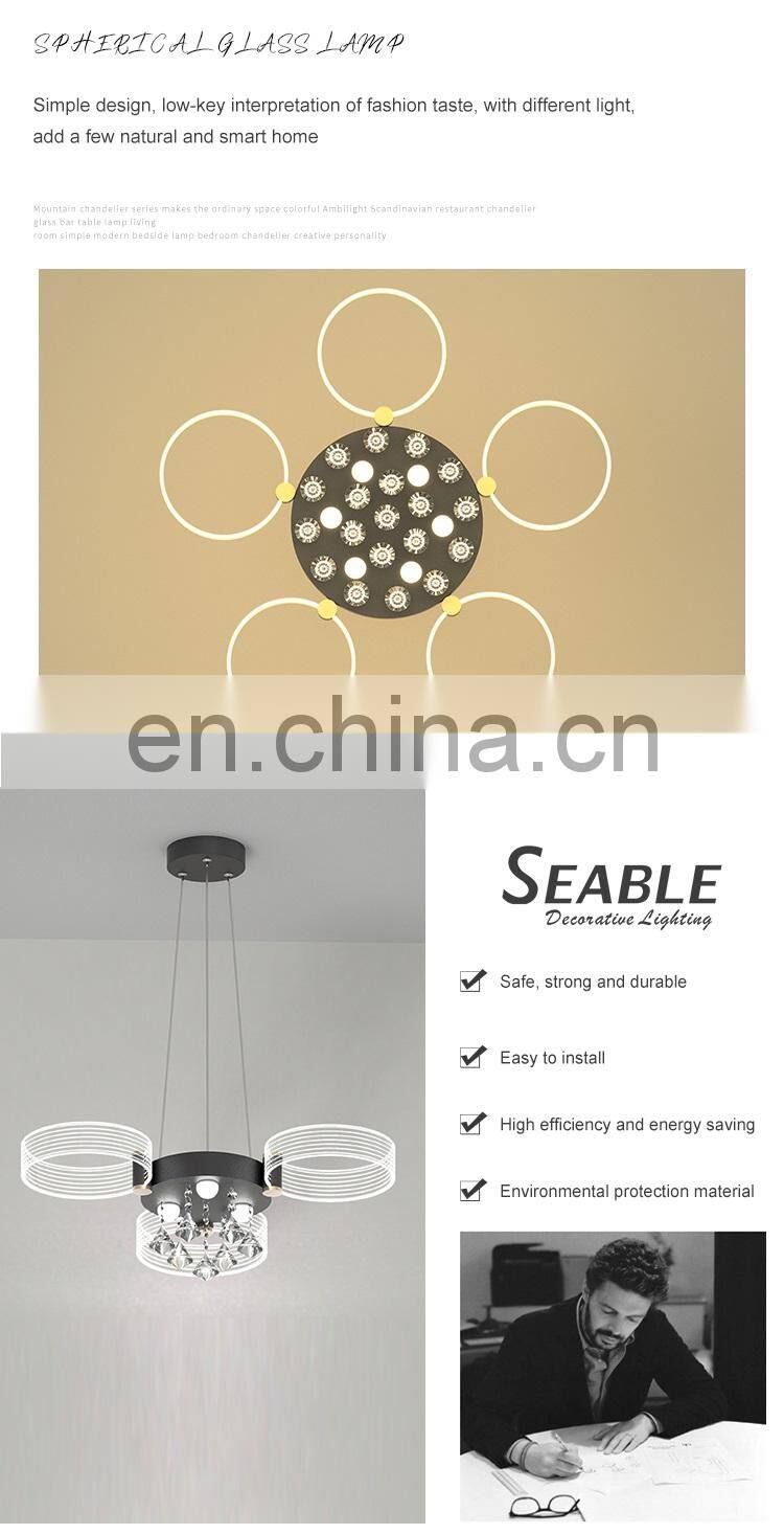 Factory direct 24watt 42watt Round Dining Room Black Gold Modern K9 Luxury Crystal LED Pendant Light