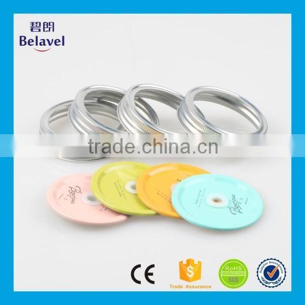 Bulk cheap colorful fruit designn two-pieces lids custom mason jar metal lid