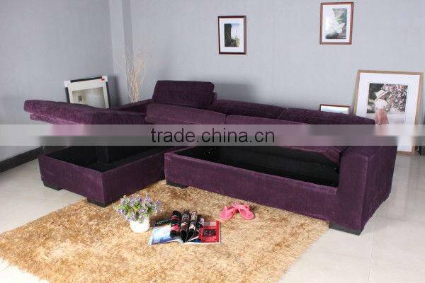 Purple Fabric Lady Sofa with Storage