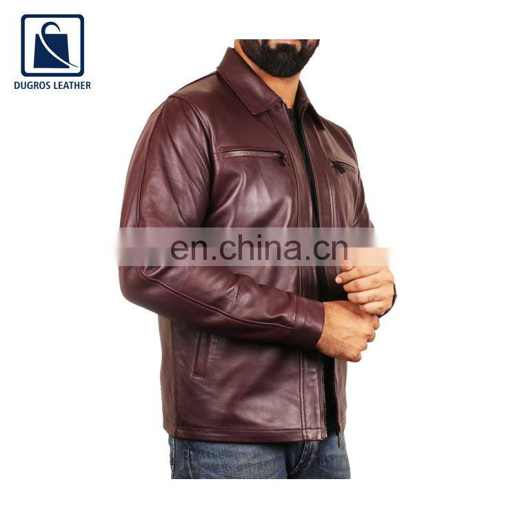 Polyester Lining and High Black Fitting Best Selling Stylish Look Genuine Leather Jacket for Men