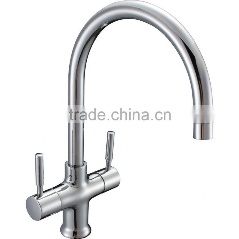 Modern Contemporary Swivel Spout Twin Lever Kitchen Sink Mixer Tap kitchen faucet with swivel spout NO.K012