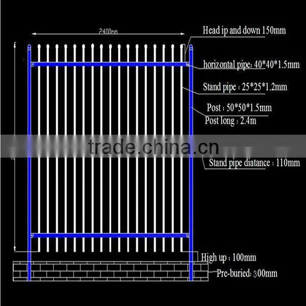 Hot dip galvanised tubular metal fence panel