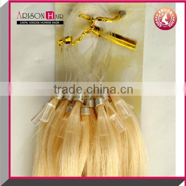 cheap human hair extension ombre micro ring brazilian remy hair extension keratin