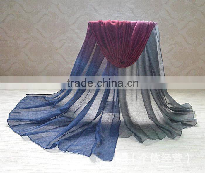 Trend All-match Long Large Gradient Color Ladies' Foulard Scarf Muslim Hijabs