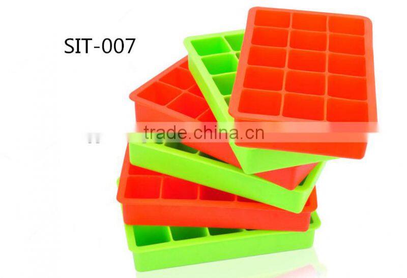 2016 hot sale food grade FDA and LFGB colorful silicone ice tray