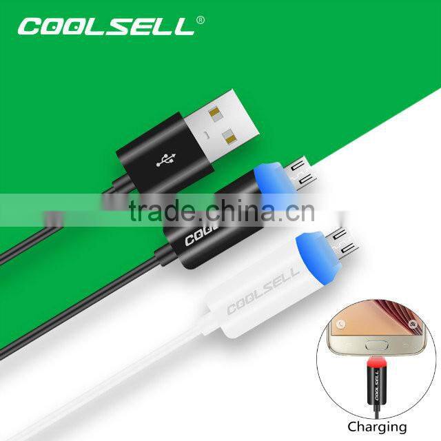 Bulk price For Samsung Fashion Smart Changing Light LED reversible USB Cable