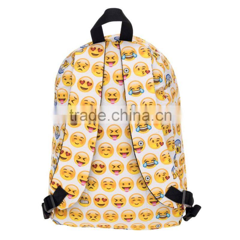 Taobao Top Selling High Quality Polyester Custom Emoji Backpack Bag
