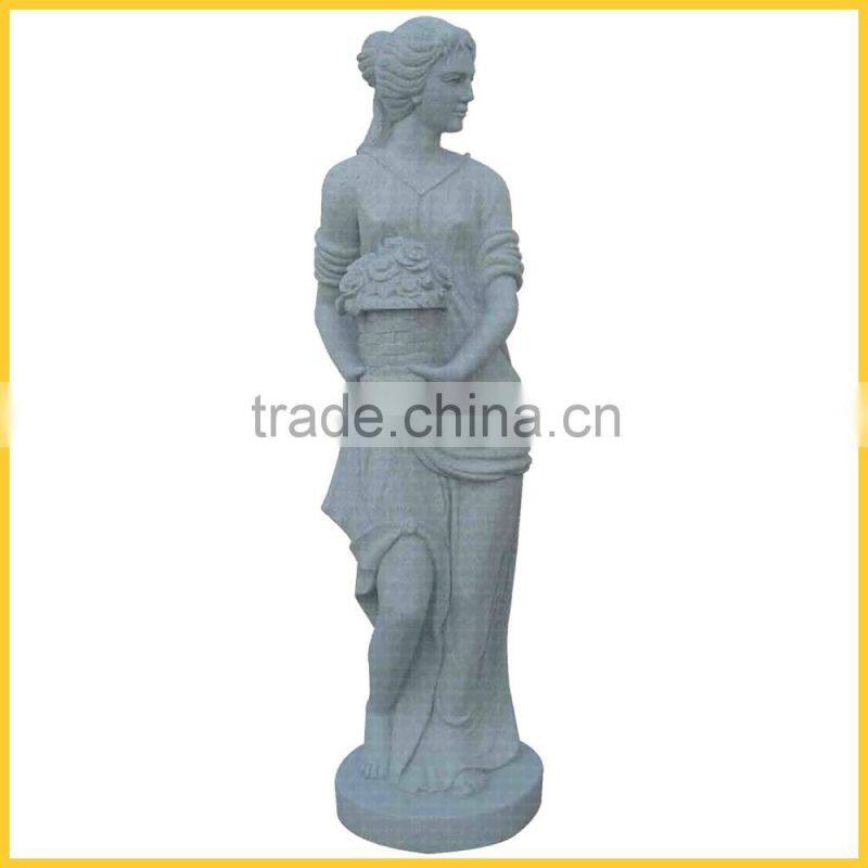 Flower Girl Polished Natural Granite Figure Statue