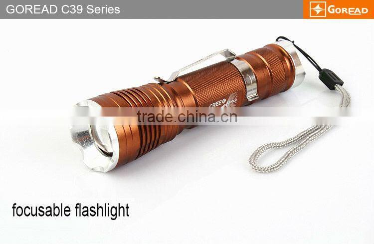 GOREAD C39 focusable high bright rechargeable 18650 T6 flashlight pen light