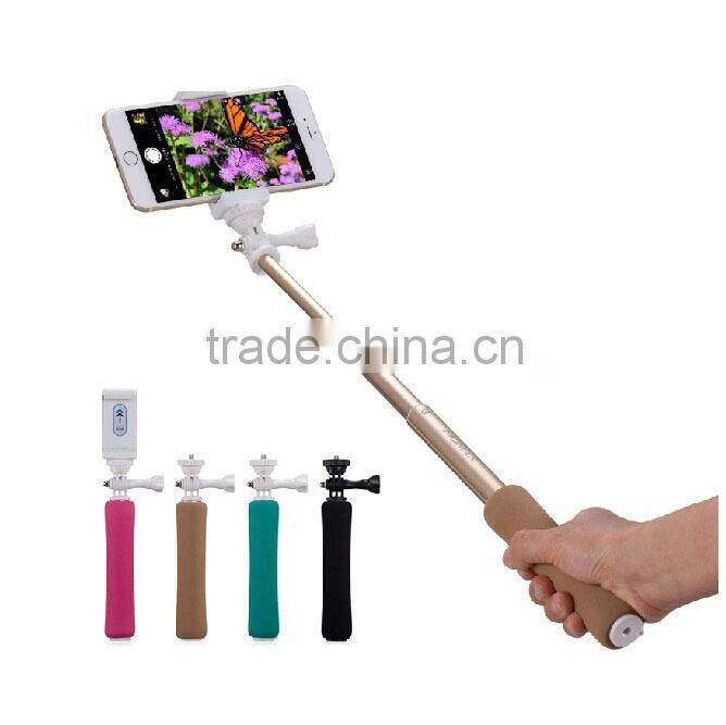 2015 New Design Colorful Aluminum Wireless Monopod Selfie Stick