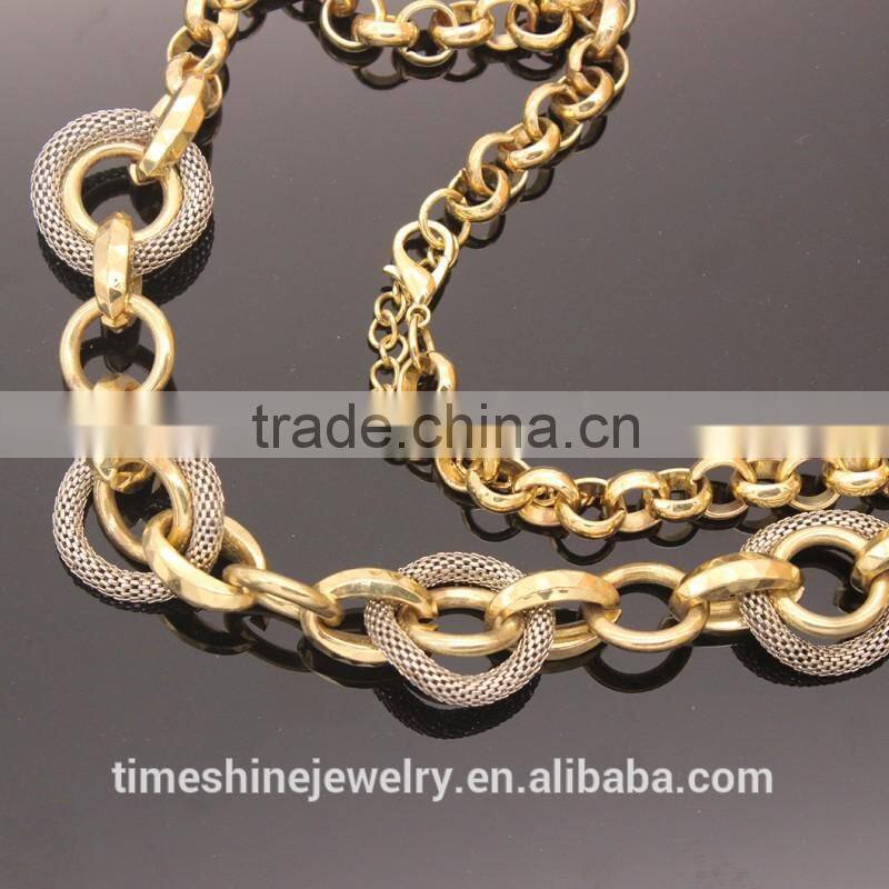 Fashion Women Gold Color Metal Chain with Mesh Short Necklace