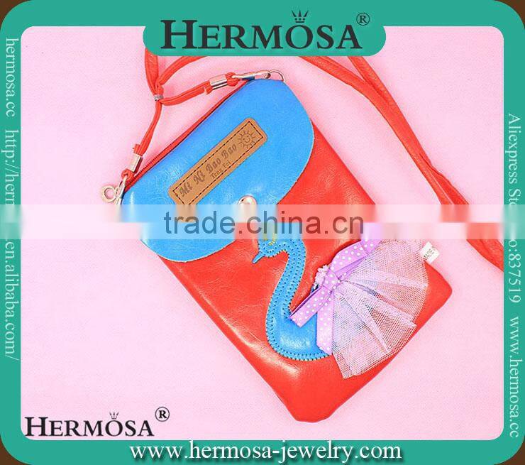 Lovely Red PU Creative Cartoon Swan Style Lovely Mini Chrildren Coin Purse Phone Keychain Bags Wholesale PUB 23