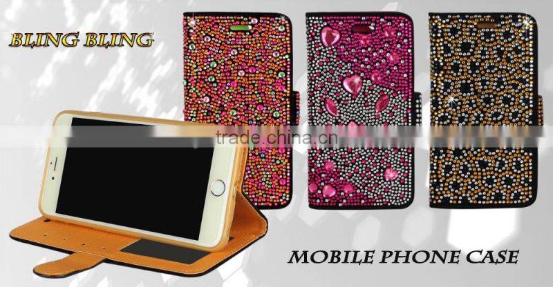 shinning diamond wallet case for lady, booklet case for iphoneSE/iphone6/iphone6 plus