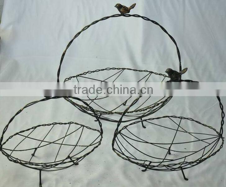 Country style rustic wire basket for plants
