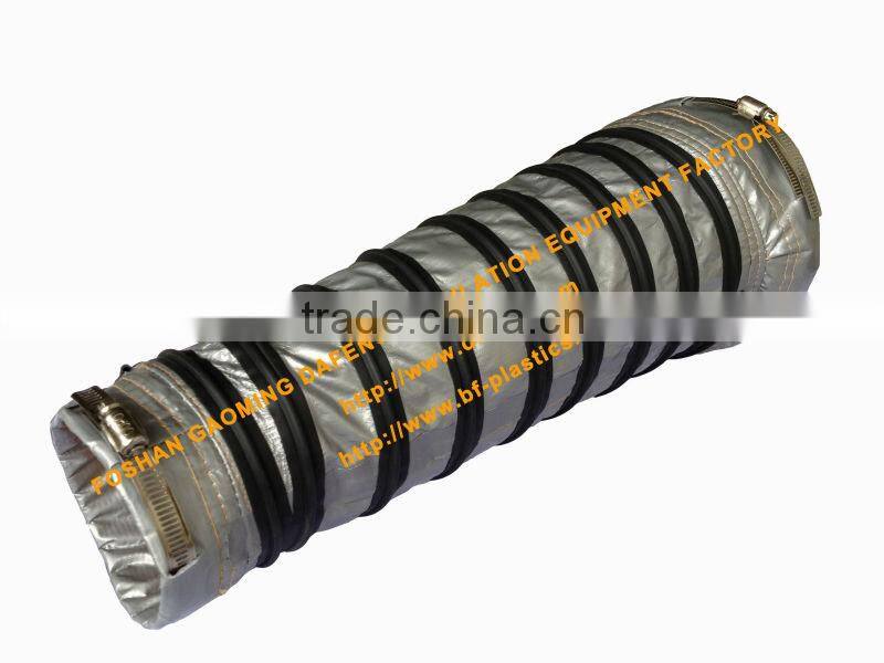 reducing flexible insulated air duct hose with hose clamp
