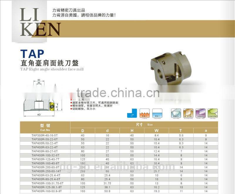 Liken TAP Right Angle Shoulder High precision side Milling Cutter for excellent surface finishing