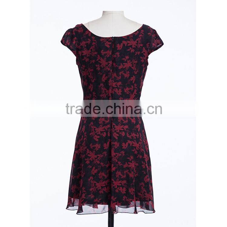 Factory supply new pattern short sleeve printed long traditional dress for women summer