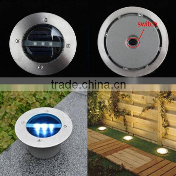 Powered by ni-mh battery 3 LED White Light Outdoor Garden Decking Lamp Solar Ground light