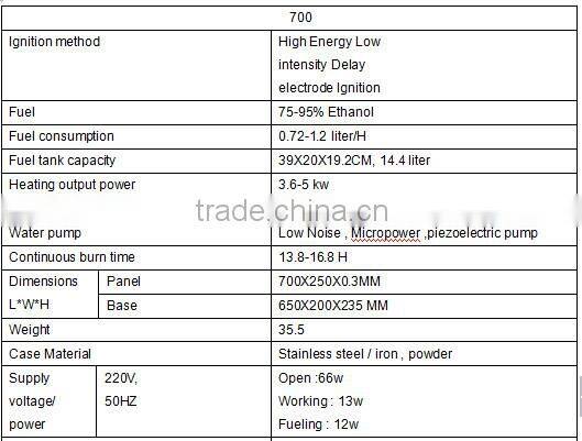 China 700X250X235mm intelligent alcohol fireplace