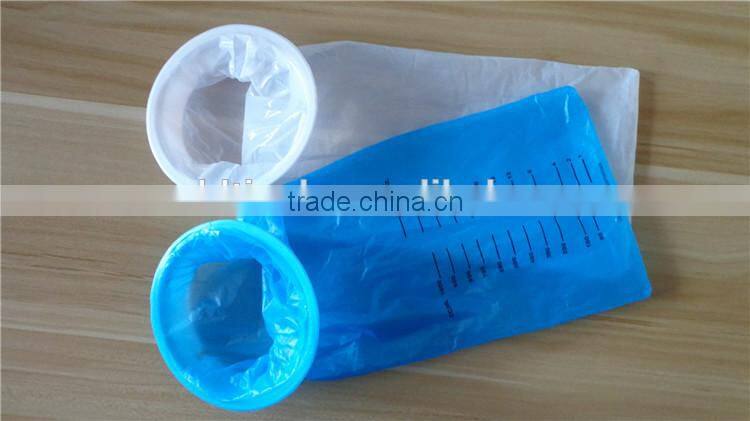 1500ML white color LDPE plastic vomit bag without printing top PVC rigid rings