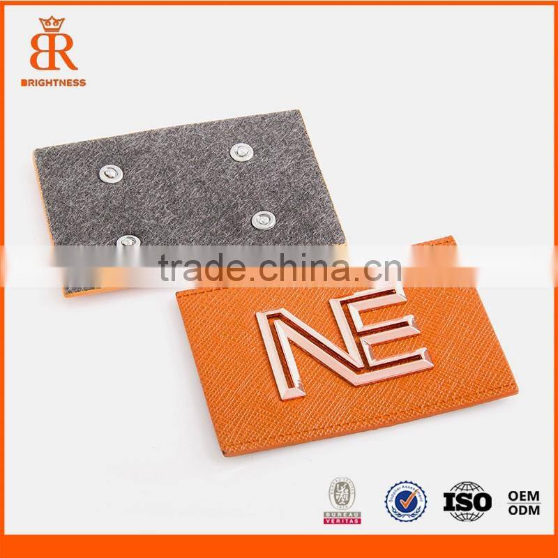 Newest jeans pu leather patches leather metal patch