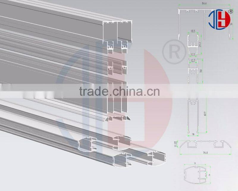From 5mm to 18mm thinkness aluminum profile for wardrobe slidind door