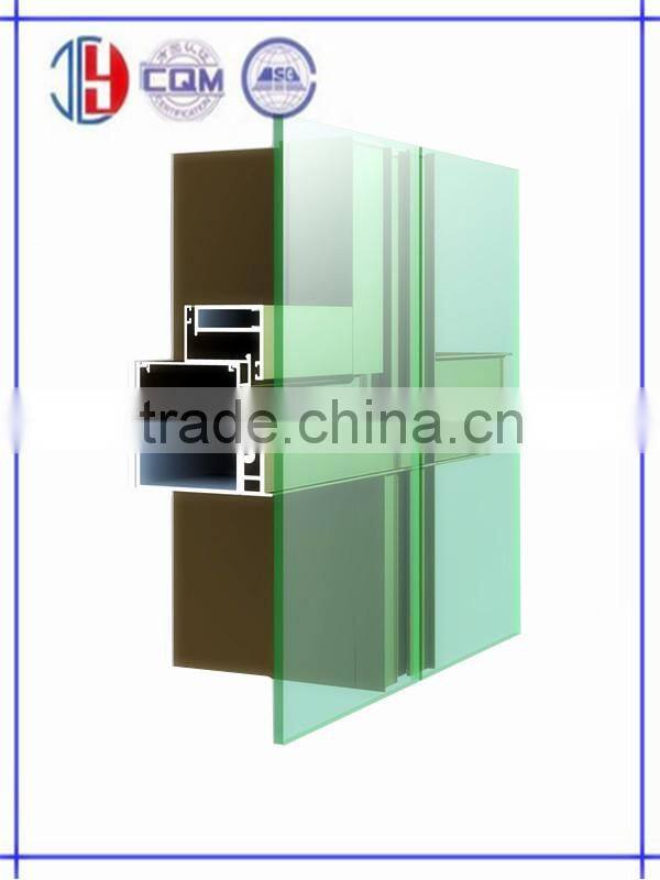 Champagne Electrophoresis XHQ138 Series Aluminium Profile For Invisible Curtain Wall