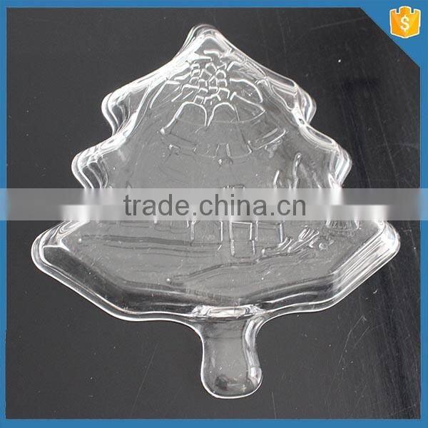 New products clear glass christmas tree plate