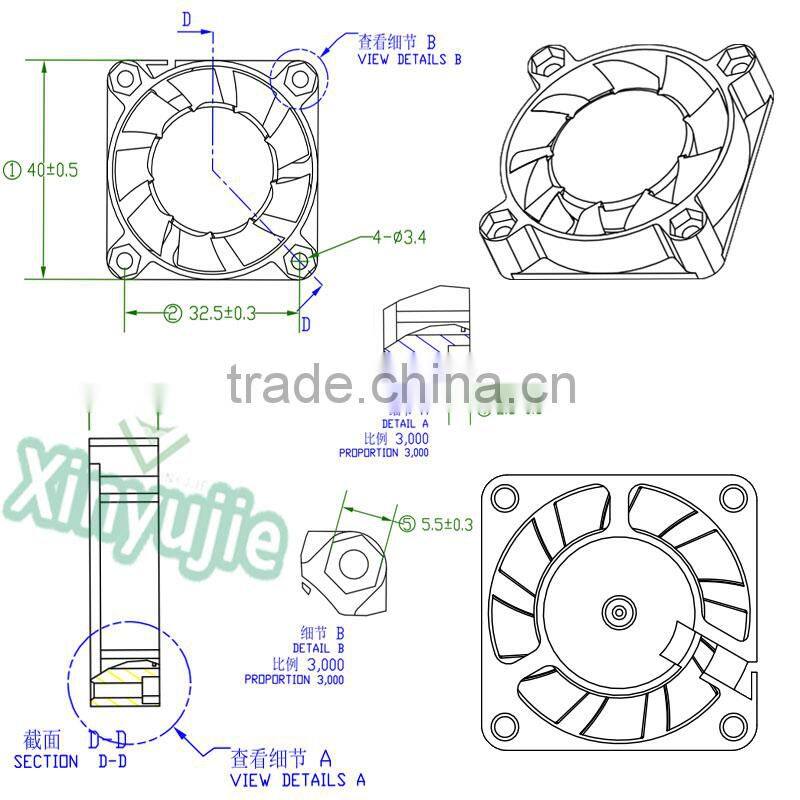 Xinyujie ball bearing 4010 laptop cooler built-in low rpm fan motor high quality cpu cooler
