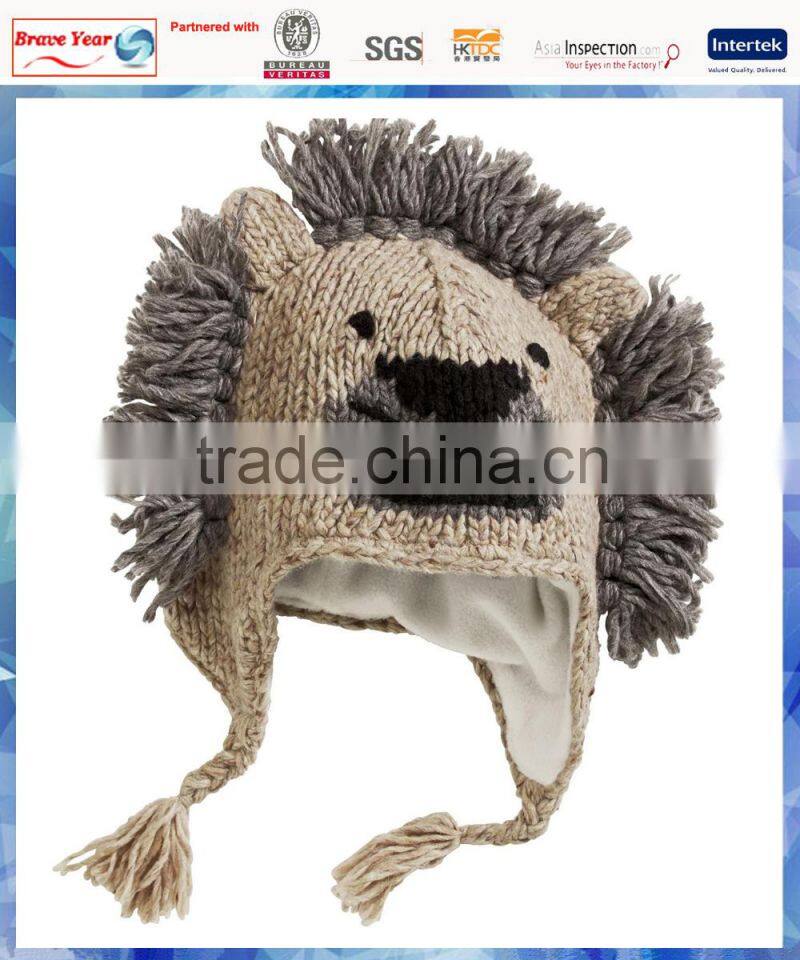 boys cartoon knit lion hat