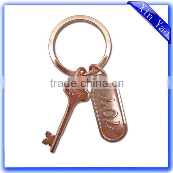 Fashion cheap custom rose gold metal room hotel key rings
