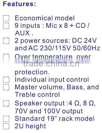 Taiwan Professional Power Mixer Amplifier QSM512X8
