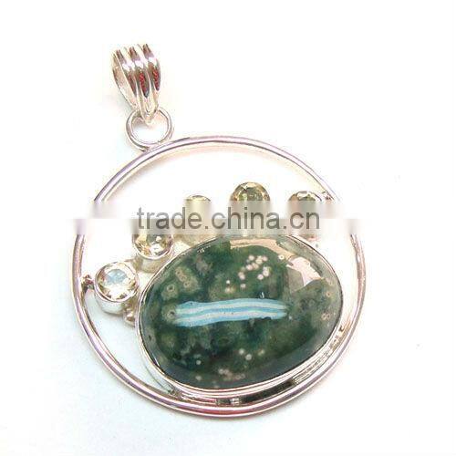 Sterling Silver Hand Crafted Stone Pendant